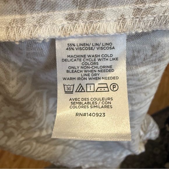 LOFT Linen Blend Botanical Button Front Midi Dress Cottagecore Coastal 4 ❤️ - Picture 8 of 8